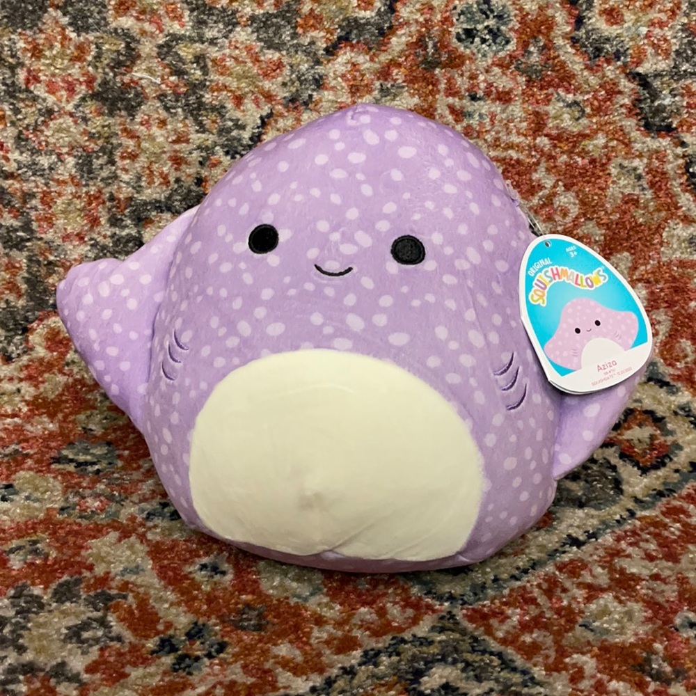 Squishmallow Aziza Stingray 8”!Purple Spotted Plush Toy